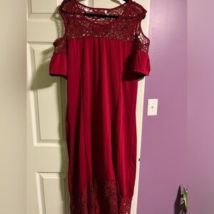 Burgundy dress with crochet detail *brand new*